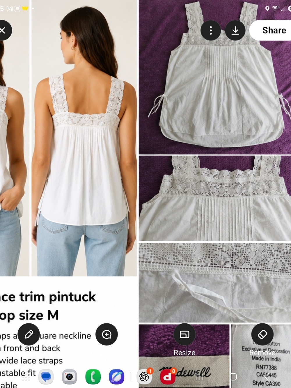 White Lace-Trim Pintuck Tank Top - Women
